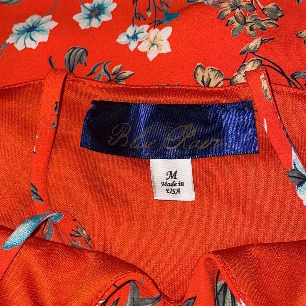 BLUE RAIN a-line orange floral keyhole cut string tank top women’s size medium - Picture 7 of 8